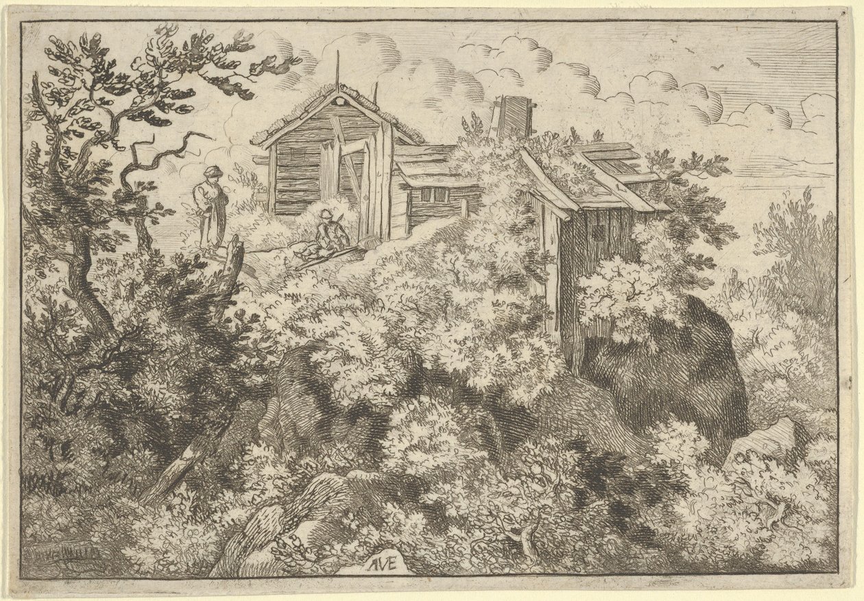 De tre hytter på bakken, 1600-tallet. af Allart van Everdingen