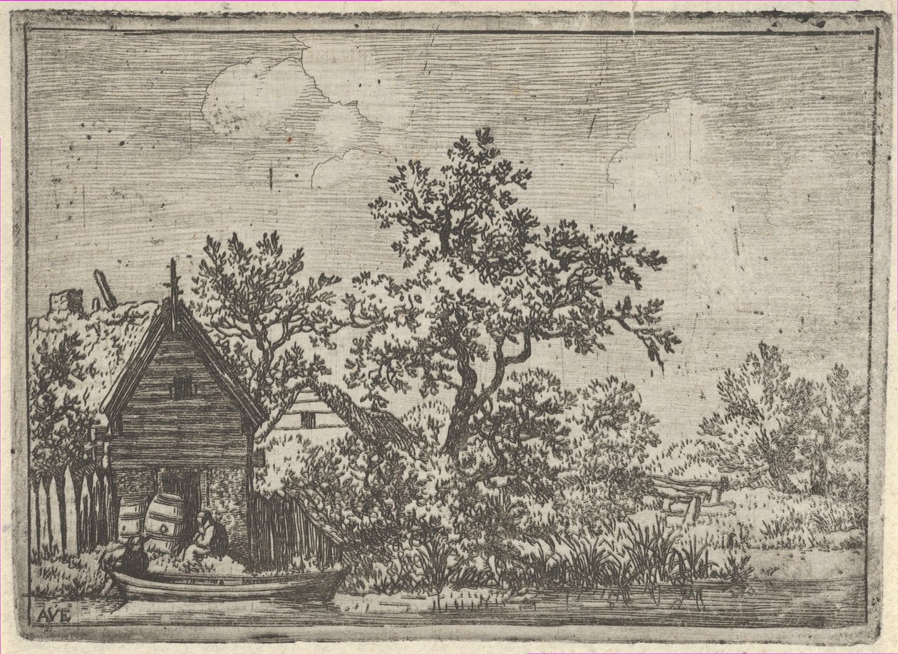 De to tønder før en hytte, 1600-tallet. af Allart van Everdingen
