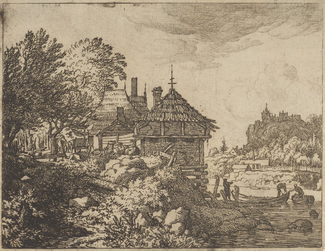 De to både nærmer sig en hytte, 1600-tallet. af Allart van Everdingen