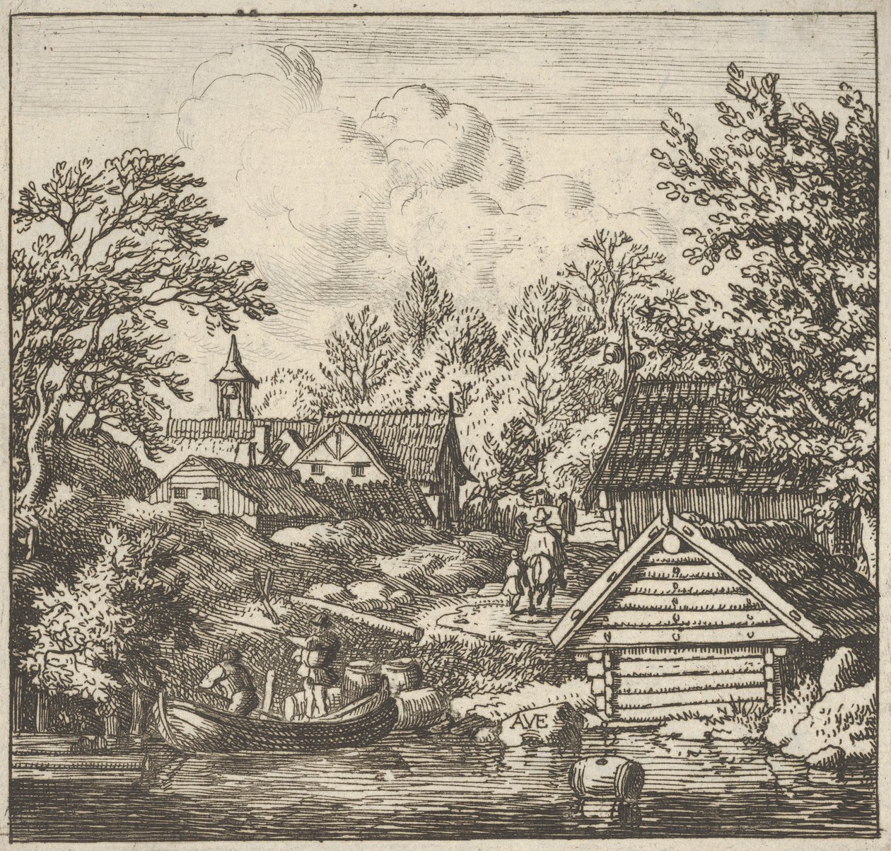 Prammens losning, 1600-tallet. af Allart van Everdingen