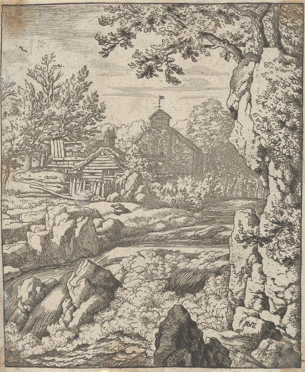 Vandfaldet, 1600-tallet. af Allart van Everdingen
