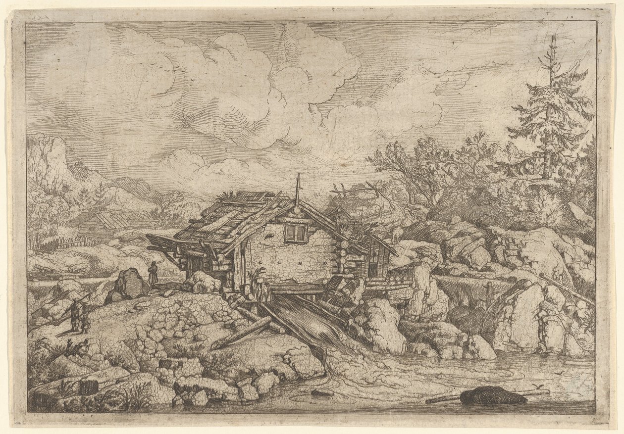 Vandmøllen, 1600-tallet. af Allart van Everdingen