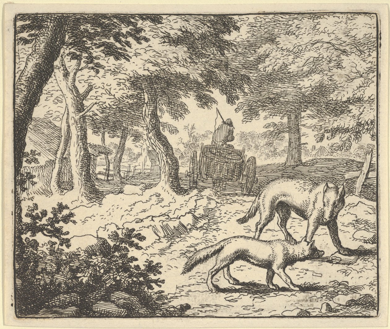 Ulven anklager Renard for at spise den fisk, han stjal, 1650-75. af Allart van Everdingen