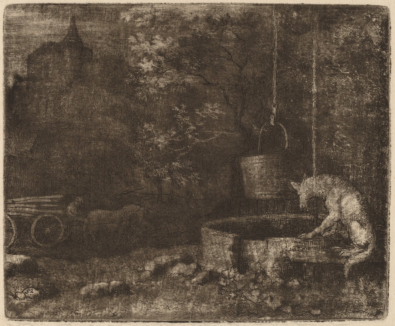 Ulven og Brønden, sandsynligvis ca. 16451656. af Allart van Everdingen