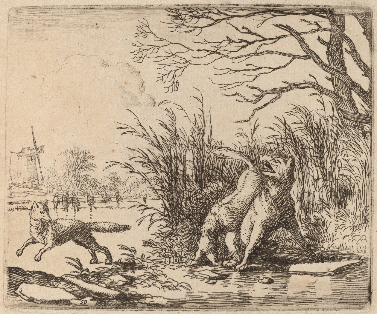 Ulvene på isen, sandsynligvis ca. 16451656. af Allart van Everdingen