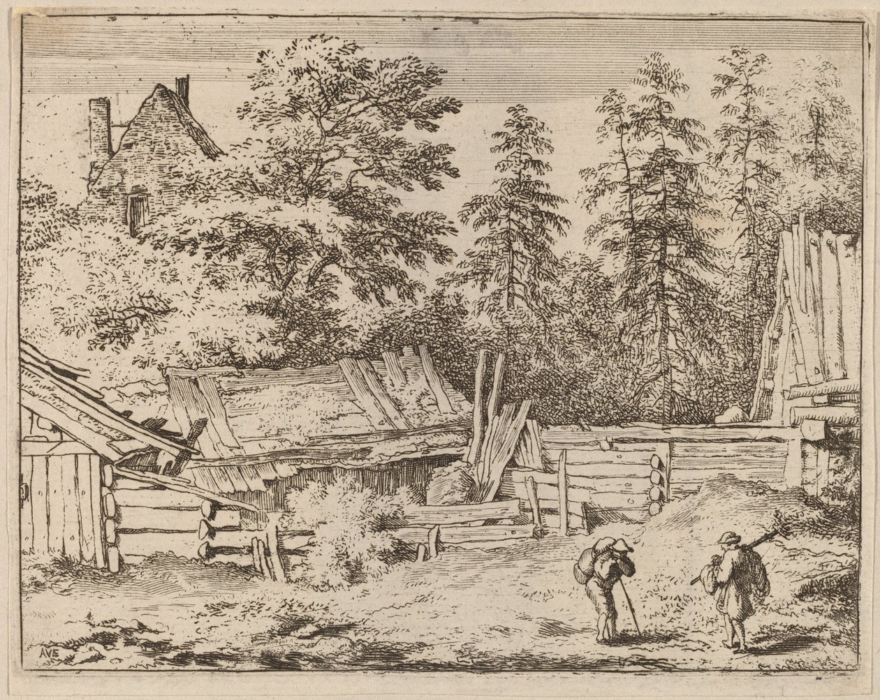 Tre hytter, sandsynligvis ca. 16451656. af Allart van Everdingen