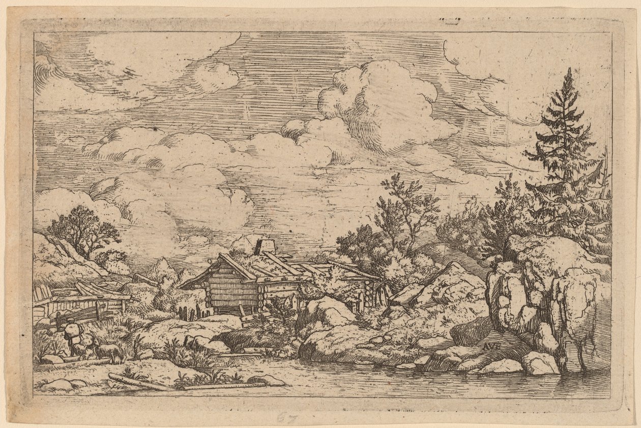 Tre geder ved floden, sandsynligvis ca. 16451656. af Allart van Everdingen