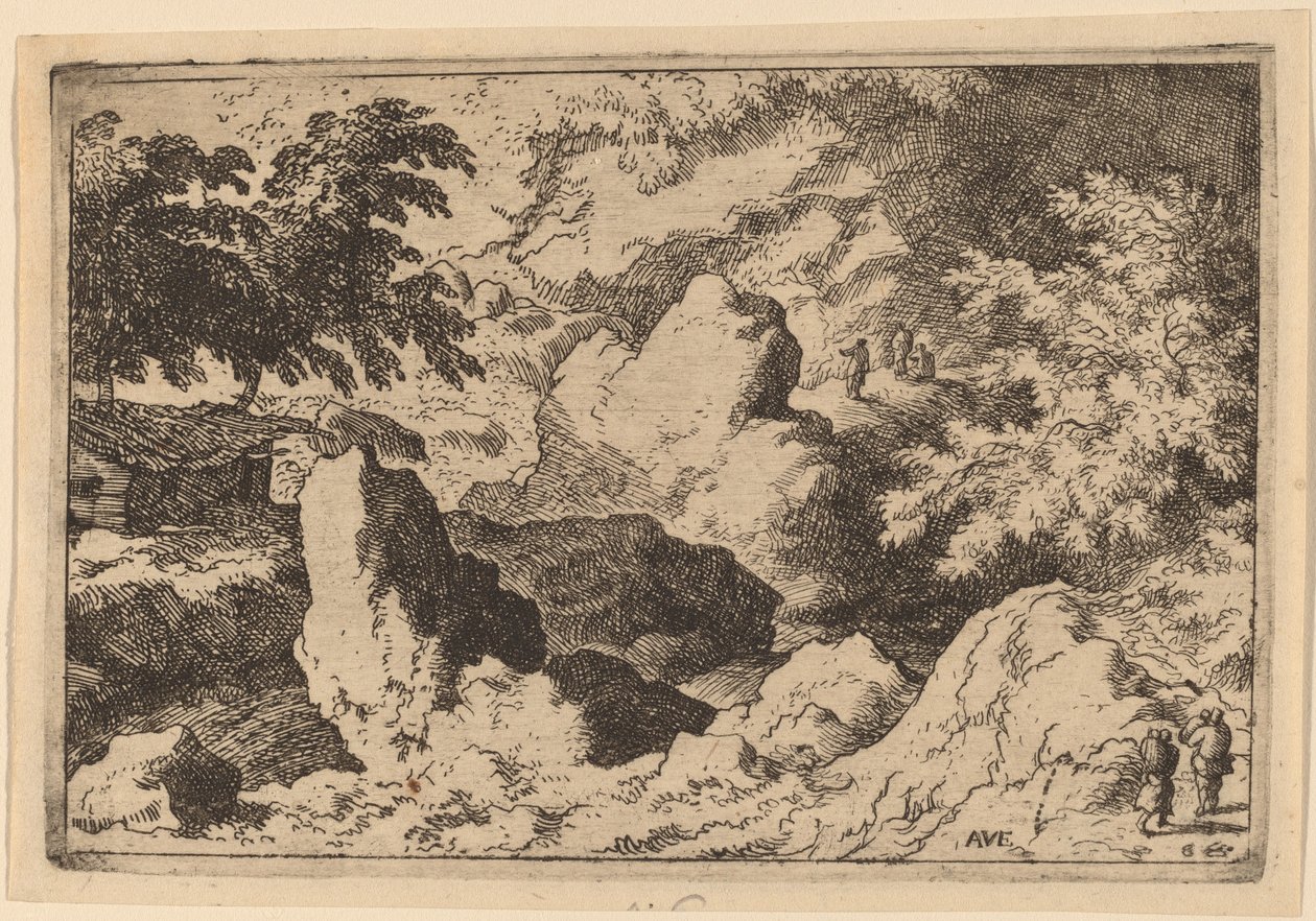 Three Men on a Rock, sandsynligvis ca. 16451656. af Allart van Everdingen