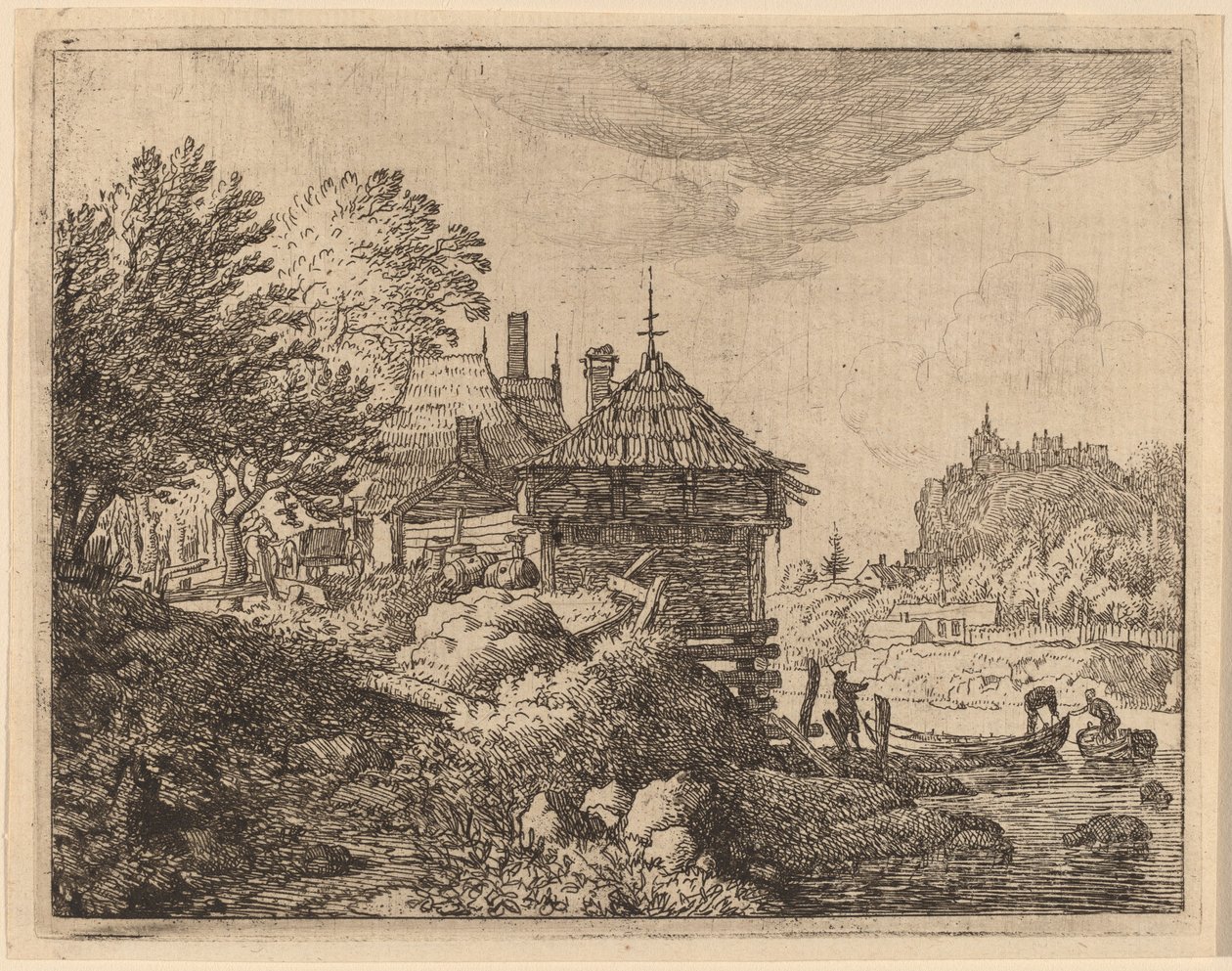 To både nærmer sig en hytte, sandsynligvis ca. 16451656. af Allart van Everdingen