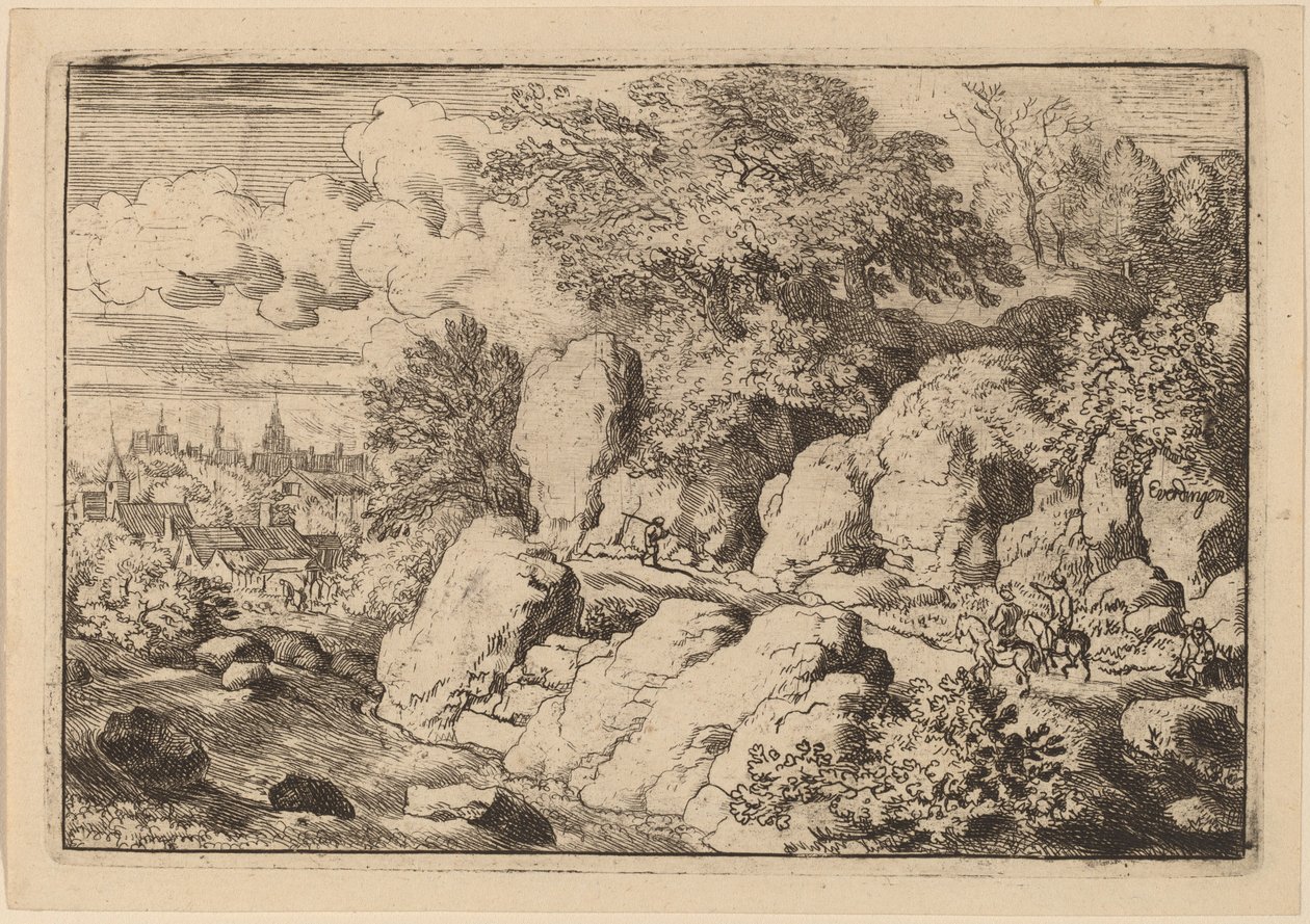 To ryttere på en stenet sti, sandsynligvis ca. 16451656. af Allart van Everdingen