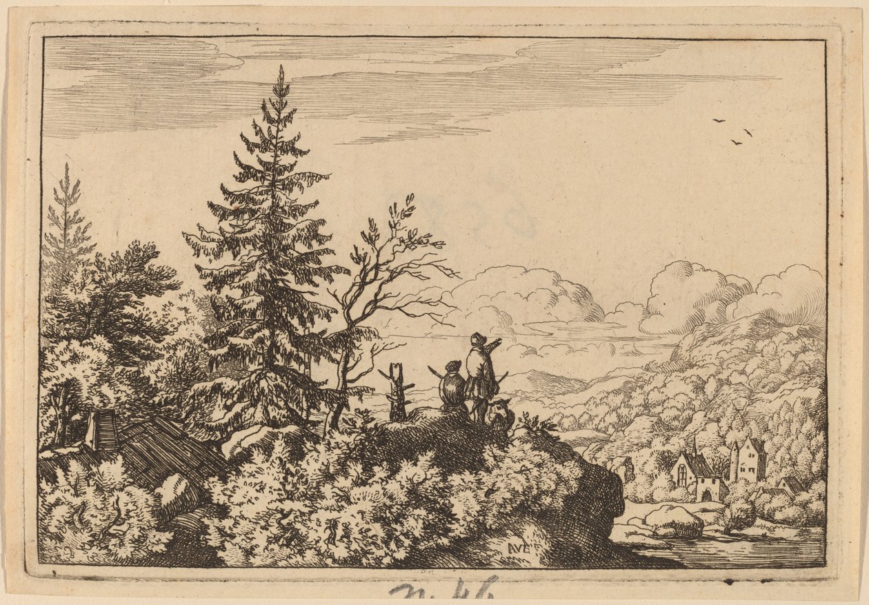 To mænd på en bakke, sandsynligvis ca. 16451656. af Allart van Everdingen