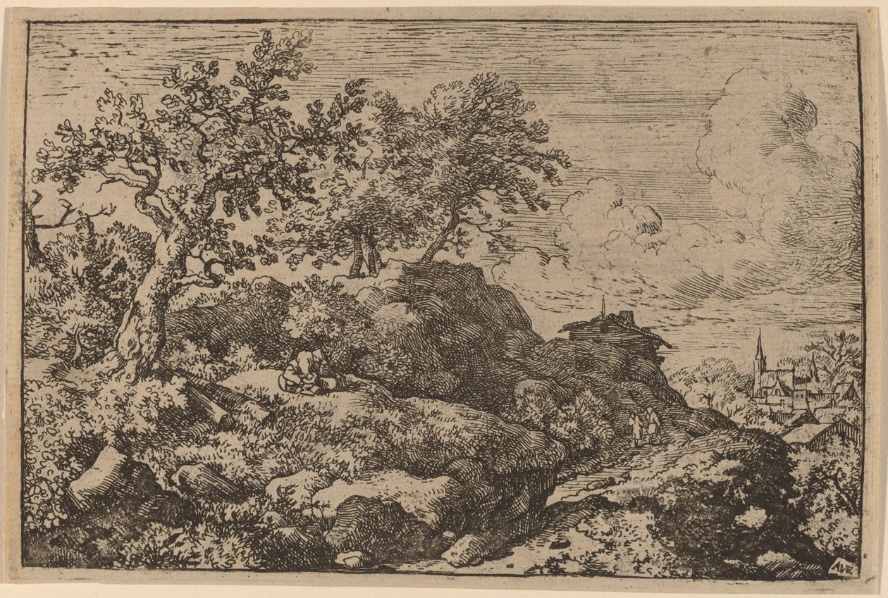 To bønder siddende på en bakke, sandsynligvis ca. 16451656. af Allart van Everdingen