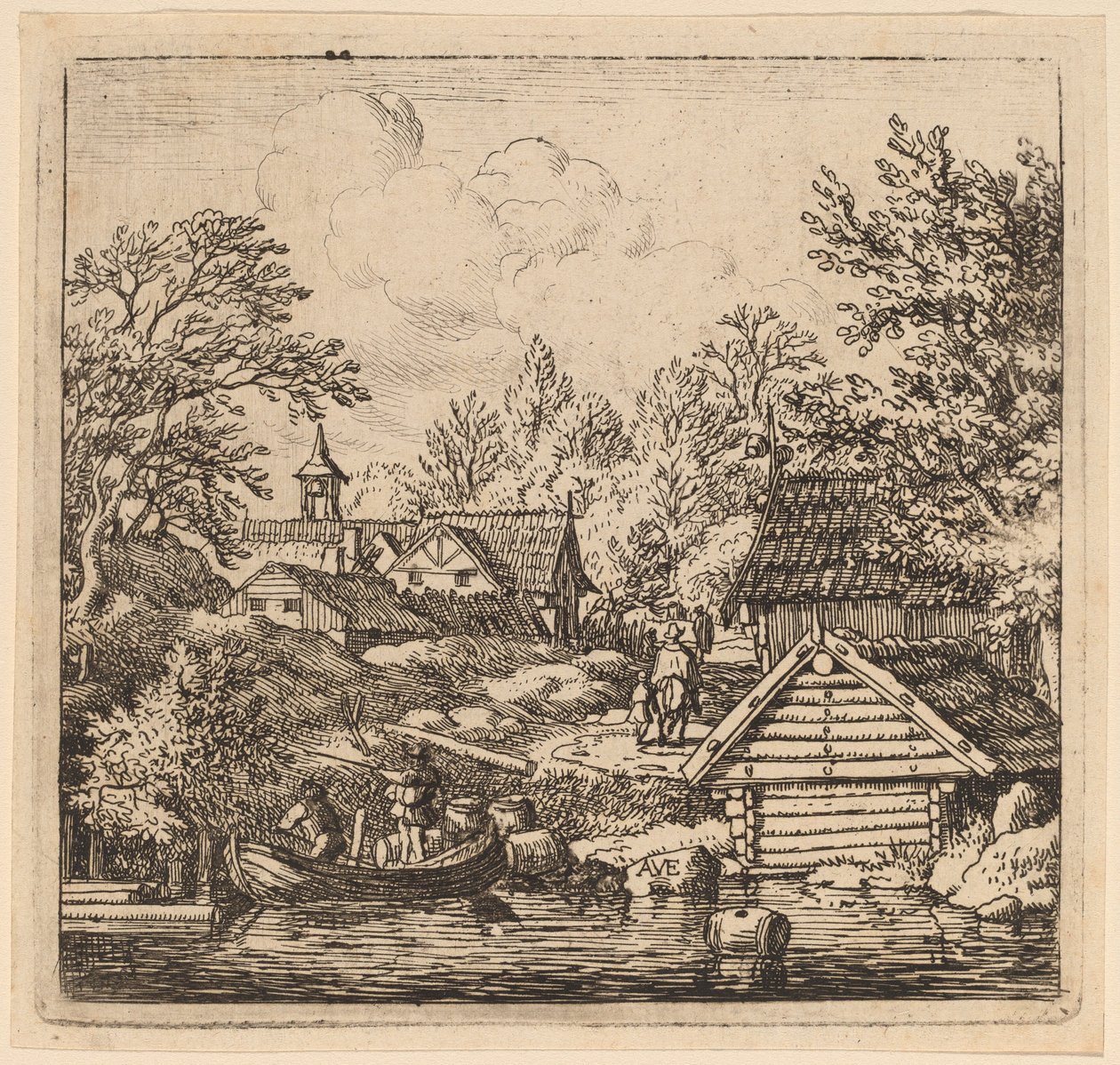 Lossning af en pram, sandsynligvis ca. 16451656. af Allart van Everdingen