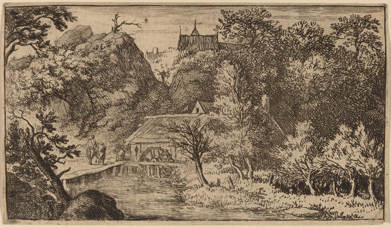 Vandmølle ved foden af et bjerg, sandsynligvis ca. 16451656. af Allart van Everdingen