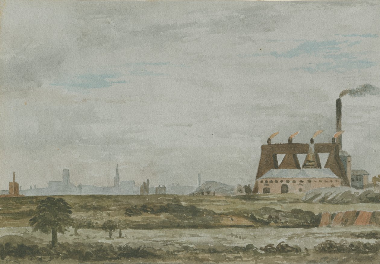 Wolverhampton - South View: akvarelmaleri, og [c 1830] af Allen Edward Everitt