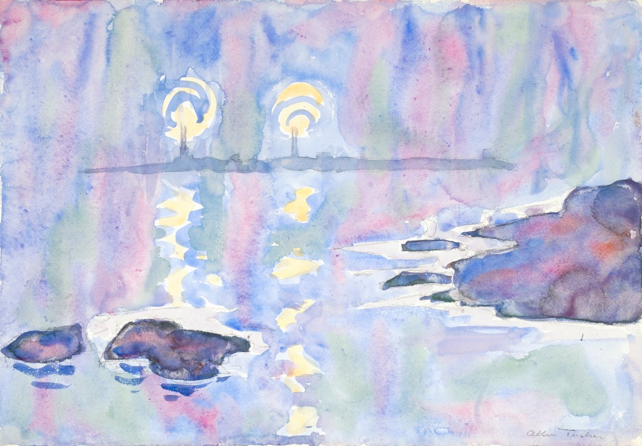 Akvarel nr. 73, Blå og lavendel, 1928. af Allen Tucker