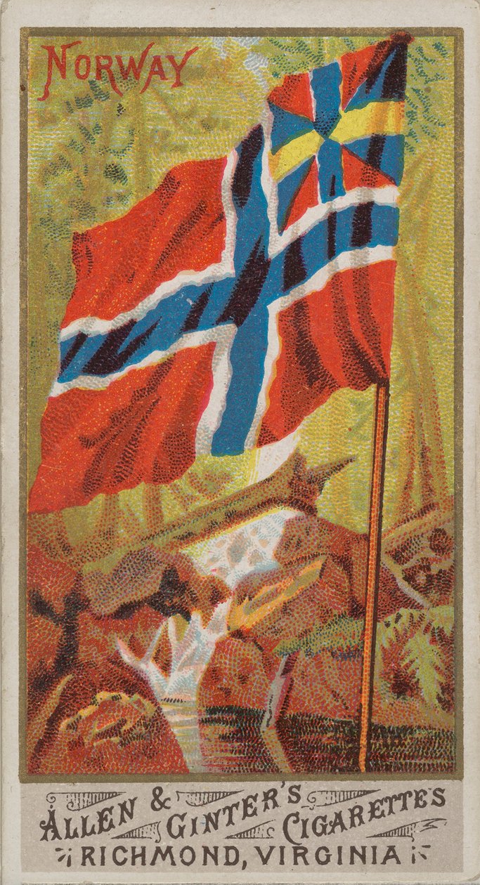 Norway, from Flags of All Nations, Series 1 N9 for Allen & Ginter Cigarettes Brands, 1887. dani af Allen and Ginter