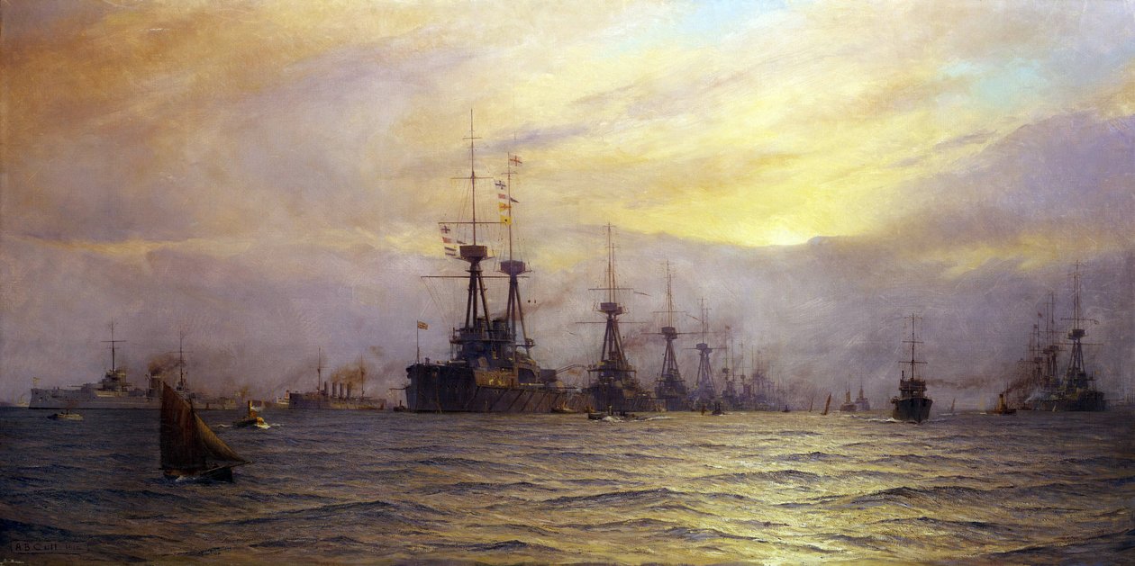 Flådens ankomst til gennemgangen af kroningen af kong George V af Storbritannien (Storbritannien) (1865-1936), i 1911 af Alma Claude Burlton Cull
