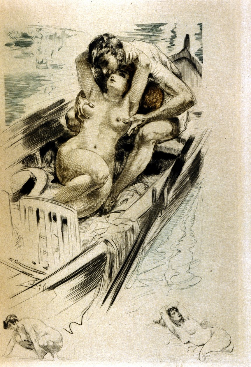 Galant scene (gravering) af Almery Lobel Riche