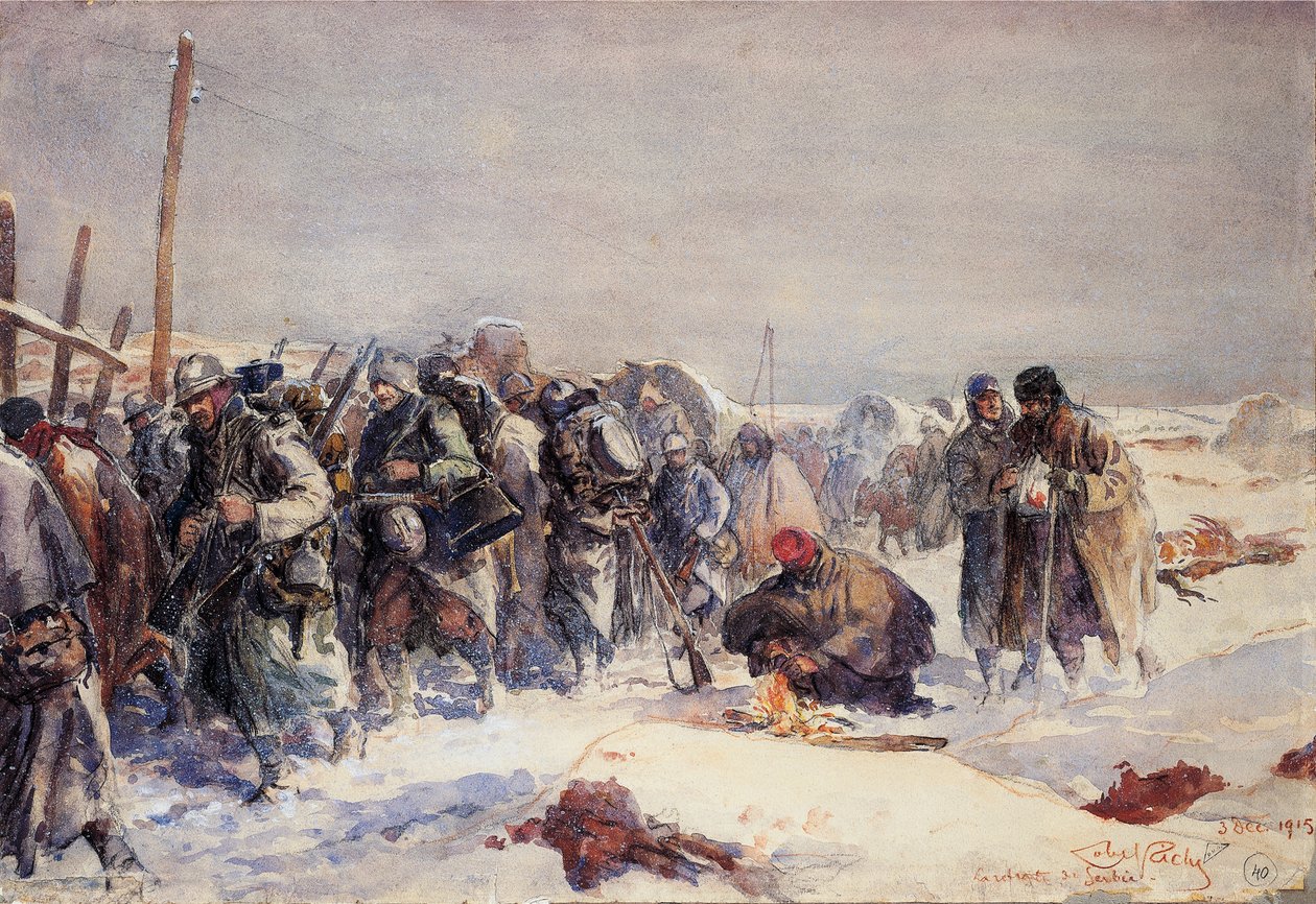 Den østrig-ungarske hær trækker sig tilbage fra den serbiske front, 3. december af Almery Lobel Riche