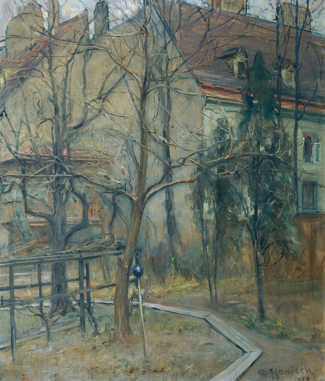 Overskyet vinterdag (udsigt fra mit studievindue) af Alois Hänisch