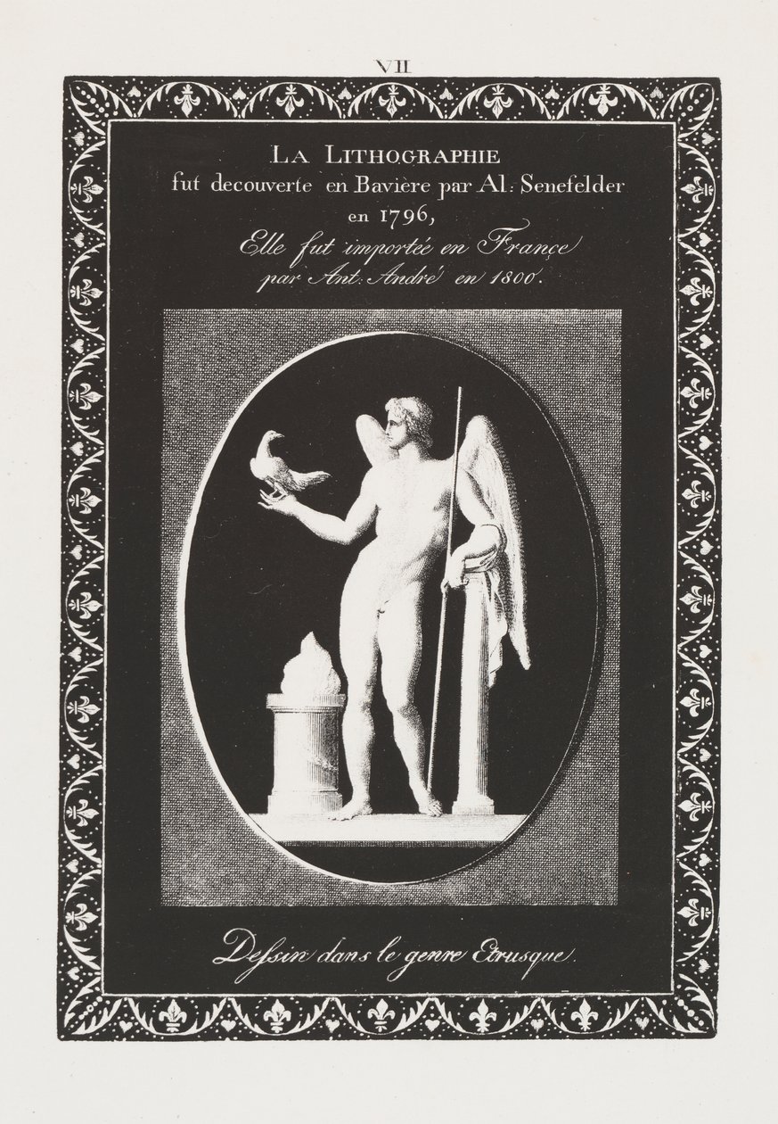 Litografiens kunst: Dedikationsark, tavle VII af Alois Senefelder