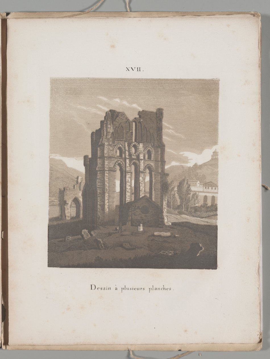 Litografiens kunst: Italiensk kirkeruin, tavle XVII af Alois Senefelder