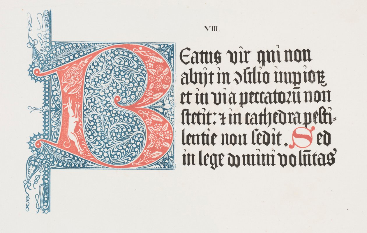 Litografiens kunst: Psalter - Initial B, plade VIII af Alois Senefelder