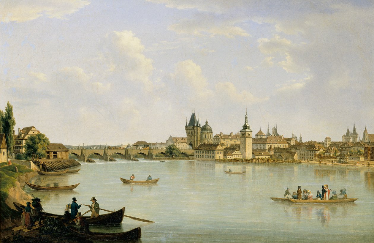 Udsigt over Prag med Moldaubroen (Charles Bridge) af Alois von Saar