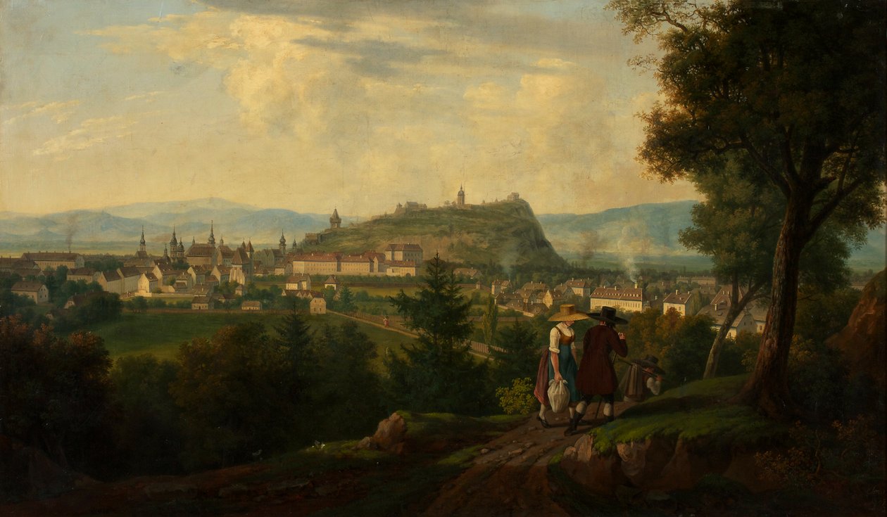Graz med Schlossberg af Alois von Saar