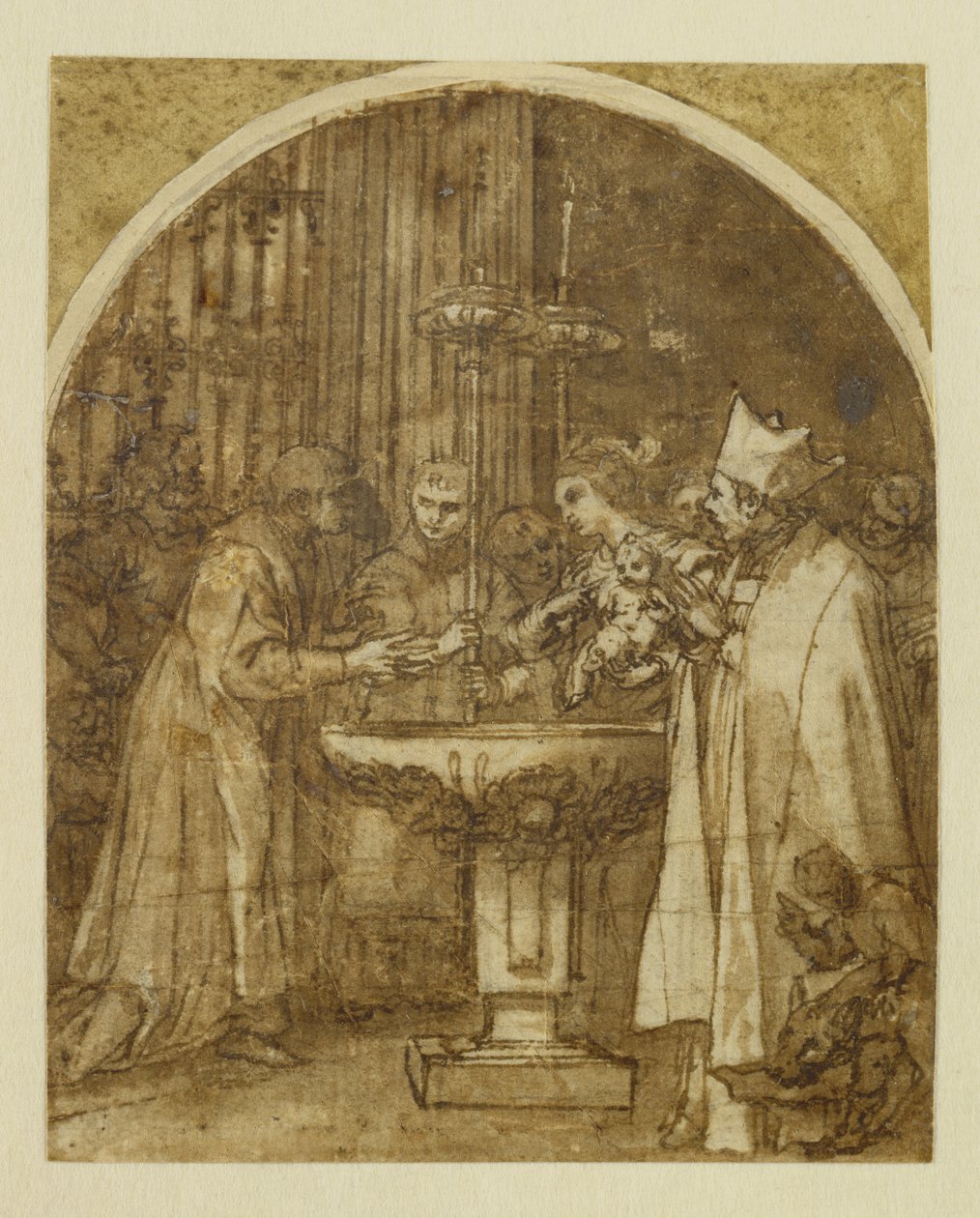 Dåben (pen & blæk & vask på papir) af Alonso Cano