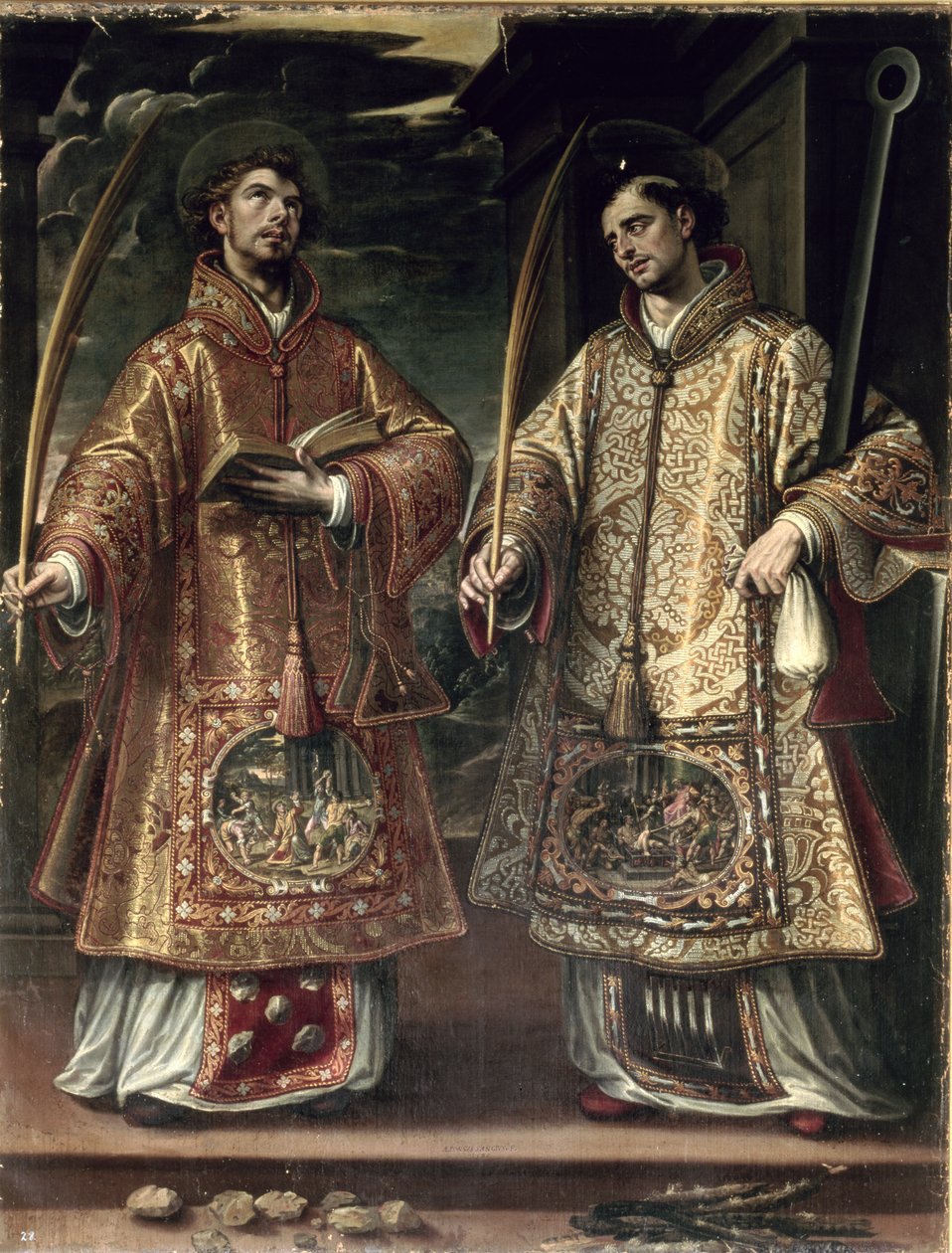 St. Lawrence og St. Stephen, 1580 af Alonso Sánchez Coello