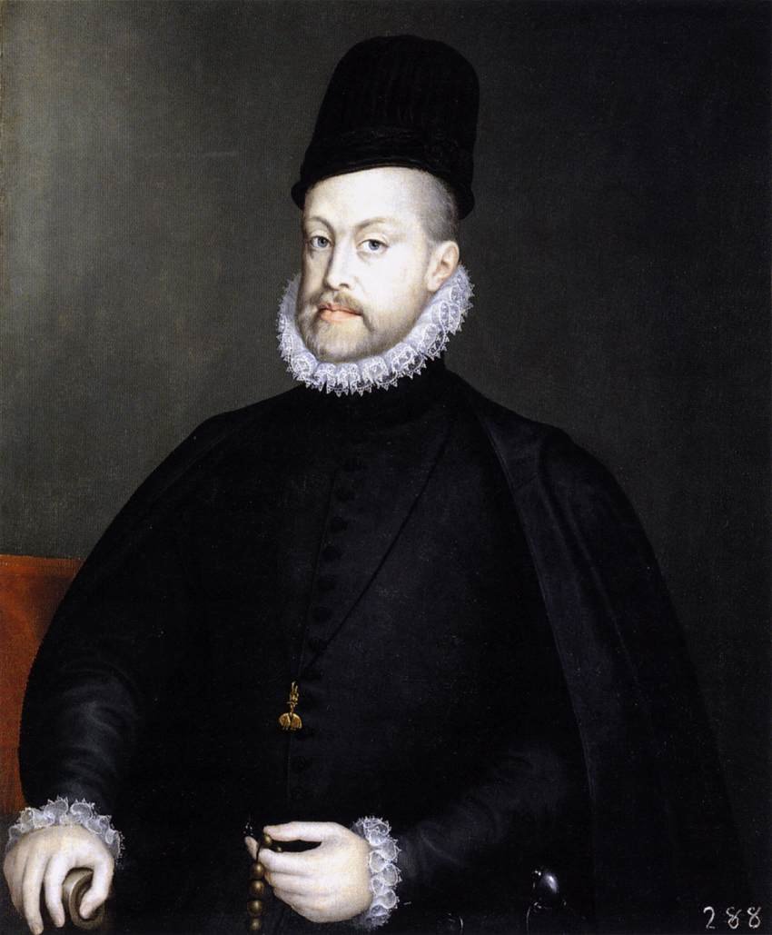 Philip II holder en rosenkrans af Alonso Sánchez Coello