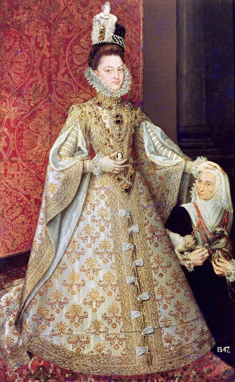 Infanta Isabel Clara Eugenia (1566-1633) med dværgen, Magdalena Ruiz, ca. 1580 af Alonso Sánchez Coello