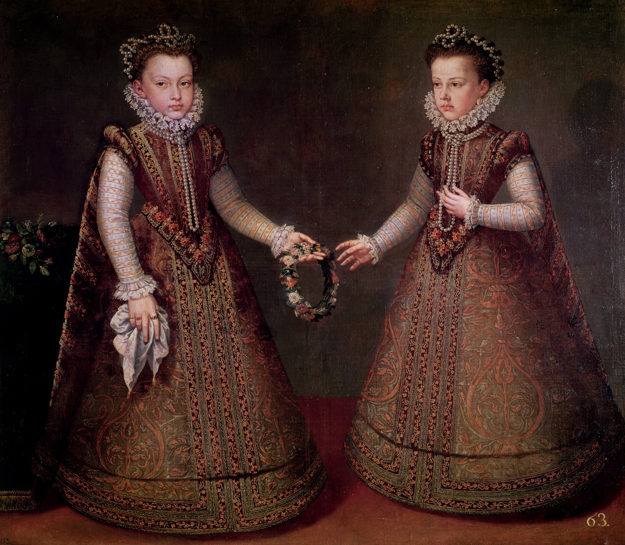 Infantas Isabella Clara Eugenia (1566-1633), guvernør i Holland og Catalina Micaela (1567-97), hertuginde af Savoyen, 1575 af Alonso Sánchez Coello