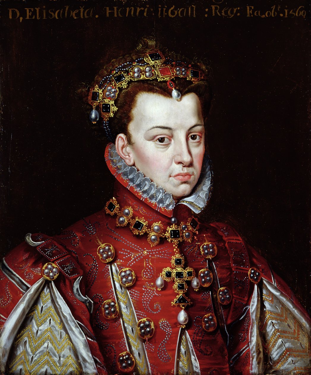 Portræt af Elizabeth de Valois (1545-68) Dronning af Spanien (olie på lærred) af Alonso (studio of) Sanchez Coello