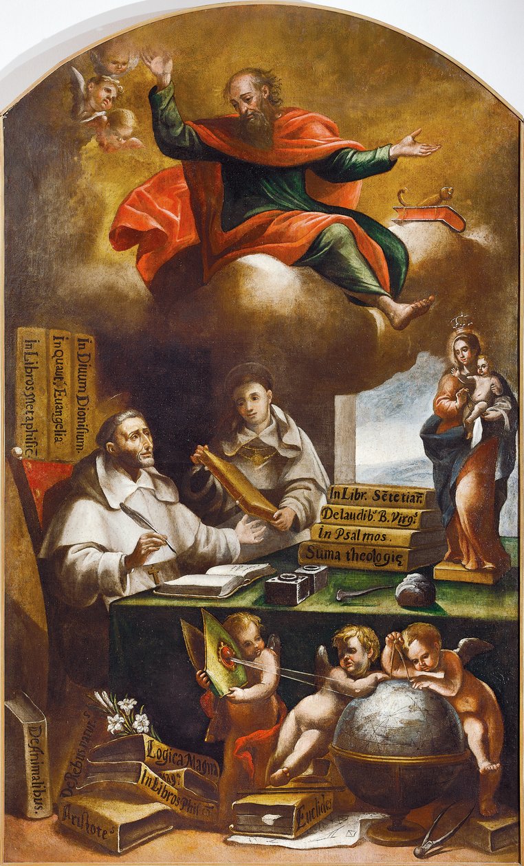 Sankt Paul viser sig for Sankt Albert den Store og Sankt Thomas af Aquinas af Alonso Antonio Villamor (1661-1729). Klosteret San Esteban, Salamanca. af Alonso Antonio Villamor