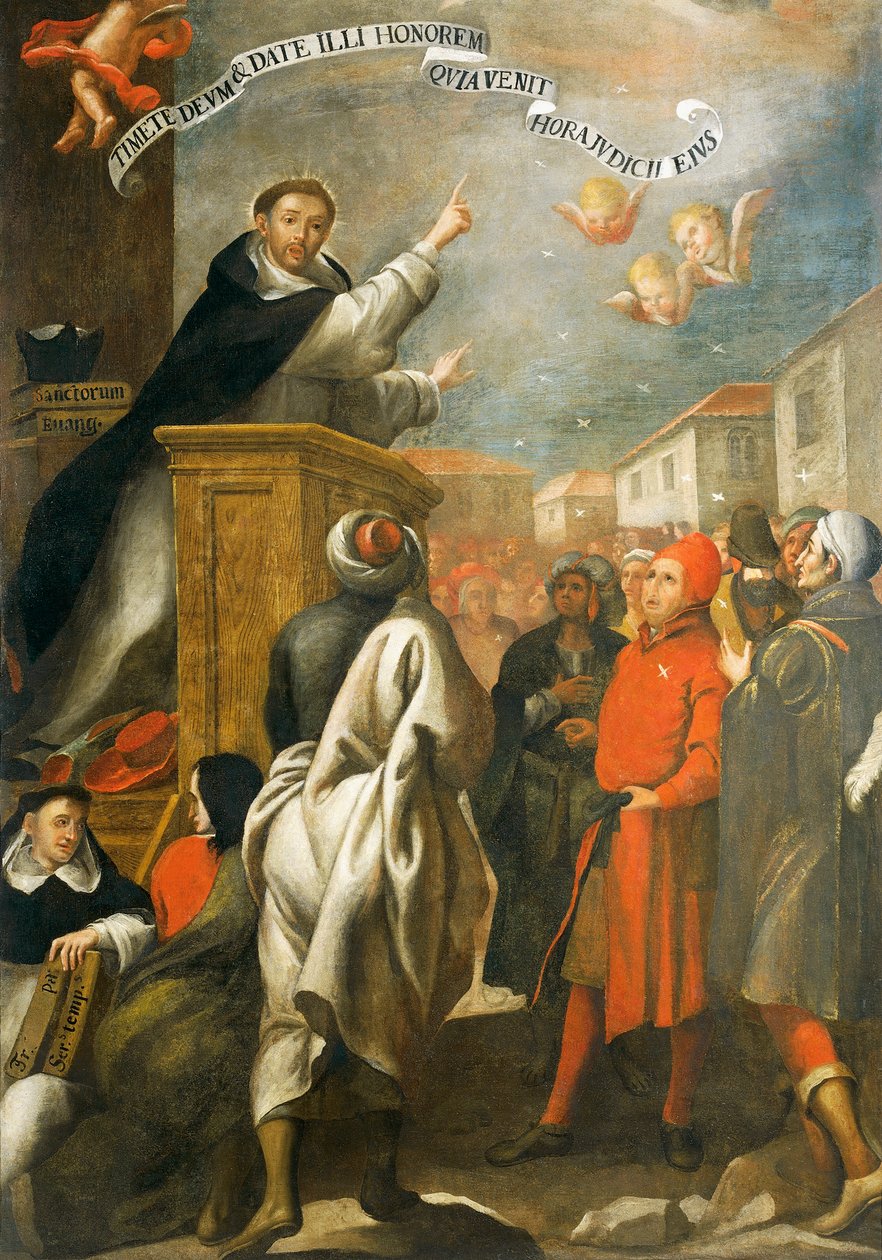St Vincent Ferrer prædiker for de unge i Salamanca, af Alonso Antonio Villamor (1661-1729). af Alonso Antonio Villamor