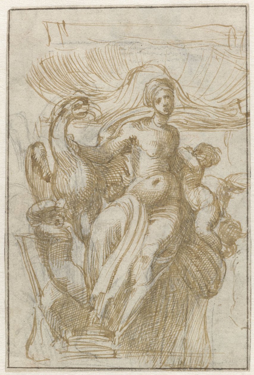 Leda af Venus (?) med fugl og putti til en skal af Alonso Berruguete