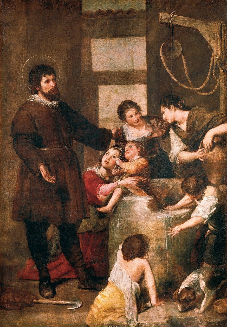 Sankt Isidore af Sevilla og brøndens mirakel. Maleri af Alonso Cano (1601-1667). 1638-1640. Madrid. Prado Museum. af Alonso Cano