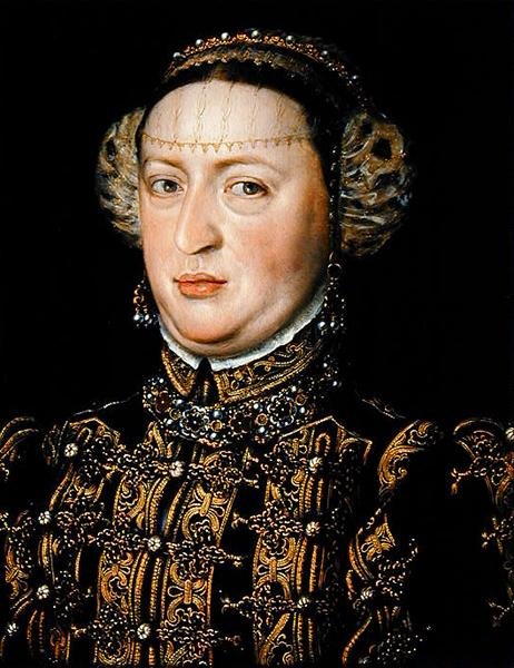 Katarina af Østrig, dronning af Portugal (1507-78) (olie på egetræspanel) af Alonso Sánchez Coello