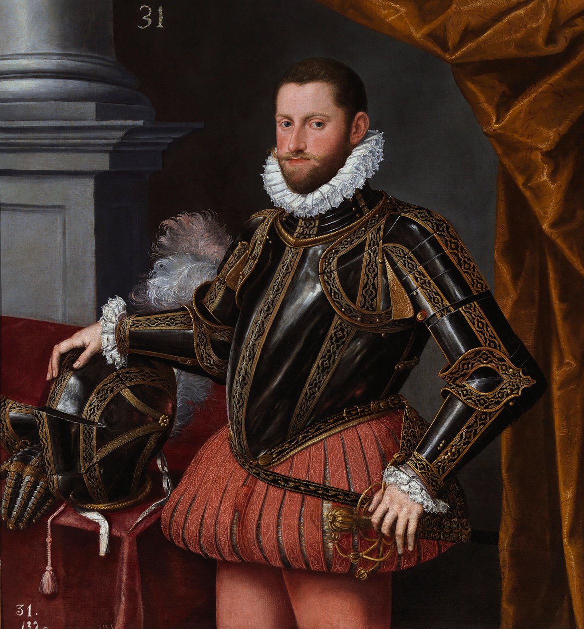 Ernest af Østrig, ærkehertug af det hellige rige - portræt af ærkehertug Ernest af Østrig (1553-1595) af Sanchez Coello, Alonso, School of, ca. 1580 - Olie på lærred af Alonso Sánchez Coello