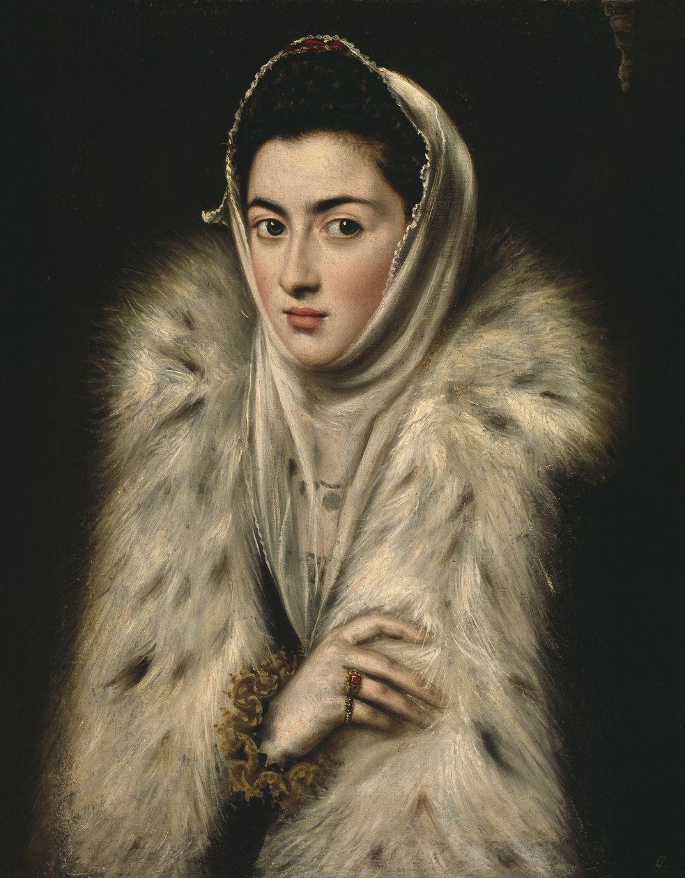 Lady in a Fur Wrap (olie på lærred) af Alonso Sánchez Coello
