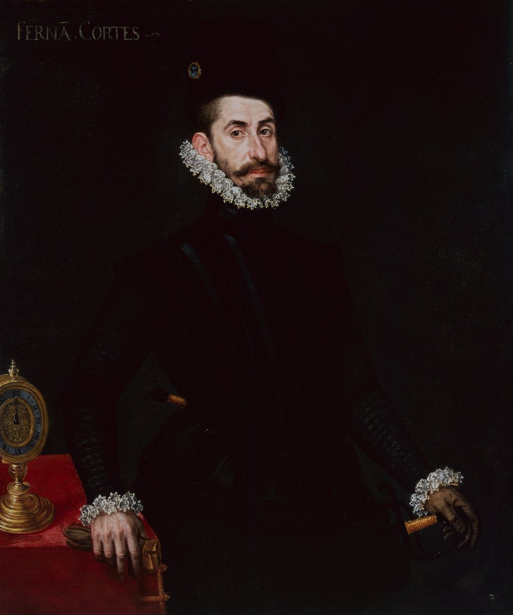 Portræt af Hernan Cortes (olie på lærred) af Alonso Sánchez Coello