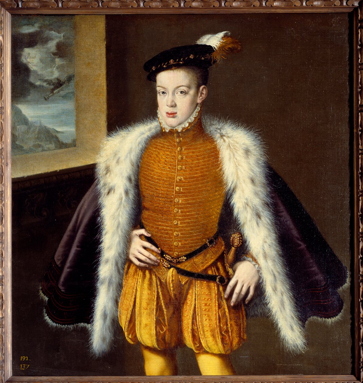 Portræt af prins Don Carlos (1545-1568) søn af Philip II. Maleri af Alonso Sanchez Coello (1531-1588) Ec. Esp. af Alonso Sánchez Coello
