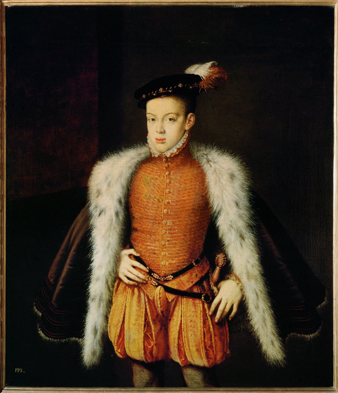 Portræt af infanten Don Carlos, søn af Filip II og Manuela af Portugal (maleri på lærred) af Alonso Sanchez Coello