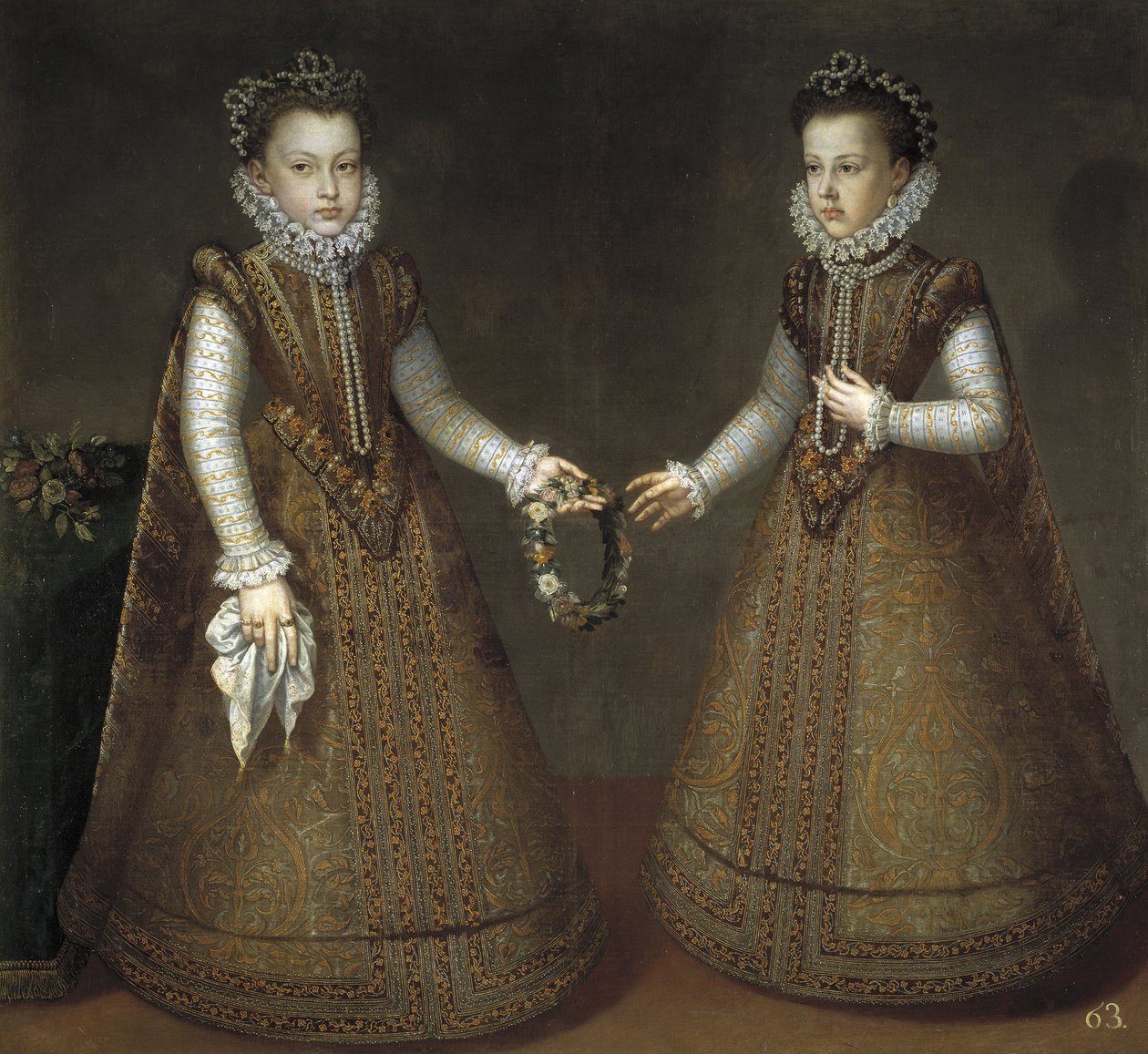 Infantas Isabel Clara Eugenia 1566-1633 og Catherine Michelle af Spanien 1567-1597, ca. 1575 af Alonso Sánchez Coello