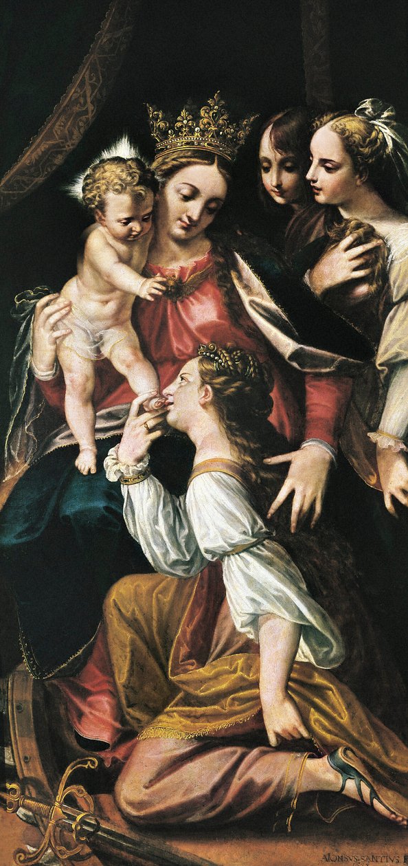 Saint Catherines mystiske ægteskab af Alonso Sánchez Coello