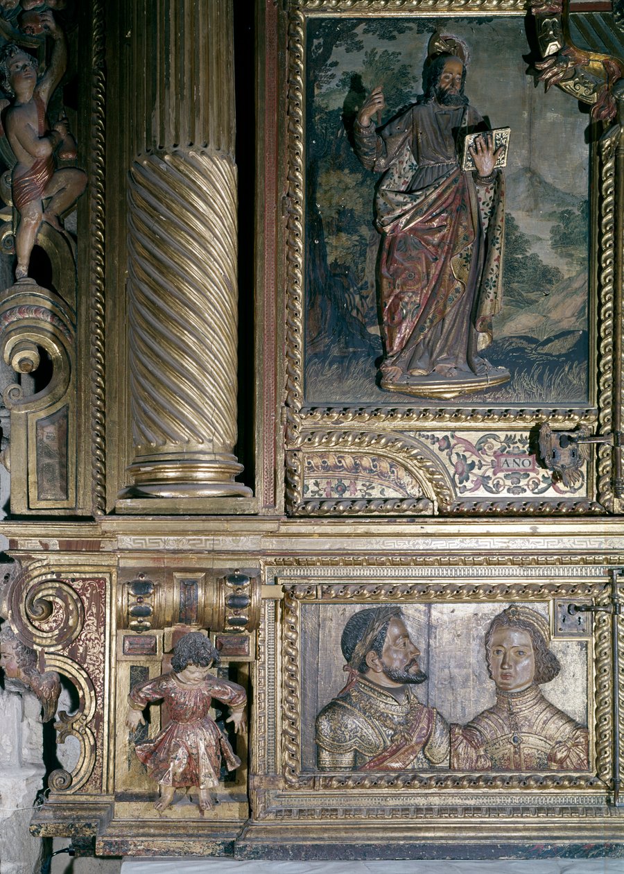 Detalje af et relikviealter (malet træ) af Alonso de Mena