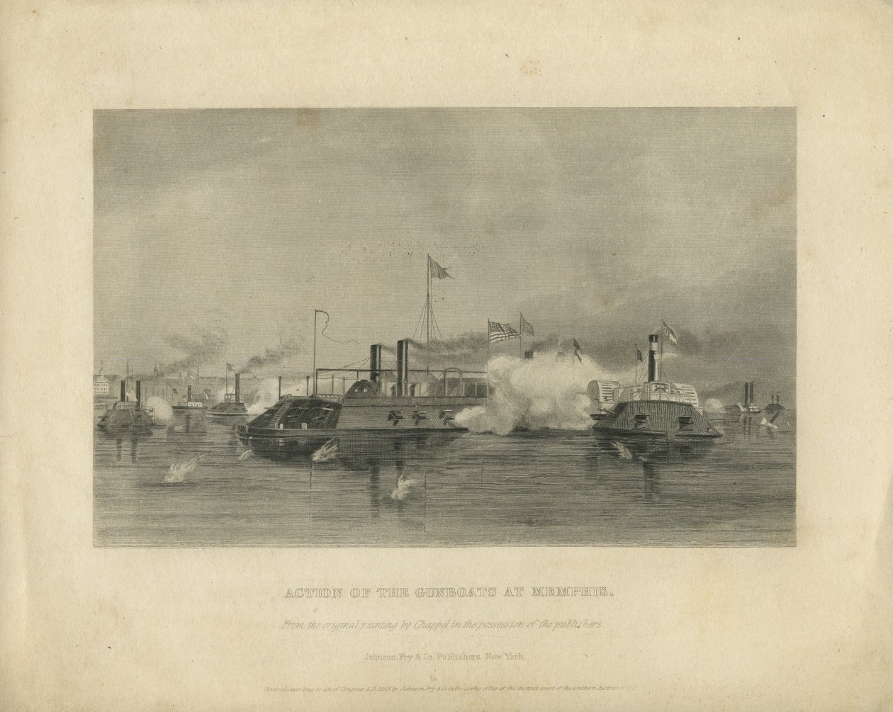 Kampen mellem kanonbådene ved Memphis, ca. 1865 af Alonzo Chappel